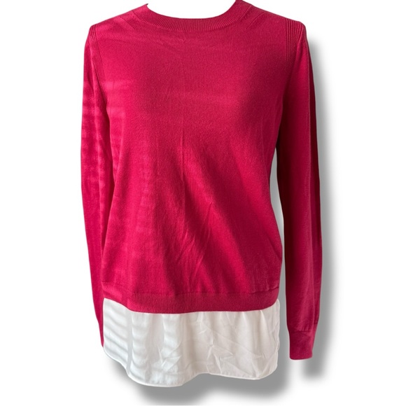 Beautiful Loft Pink and White Layered Chiffon Sweater - Picture 2 of 10